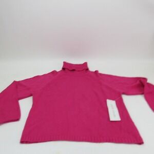 Pierre Cardin Women's Turtleneck Sweater  Pink Cotton Knit Ruffle Neck‎ XL